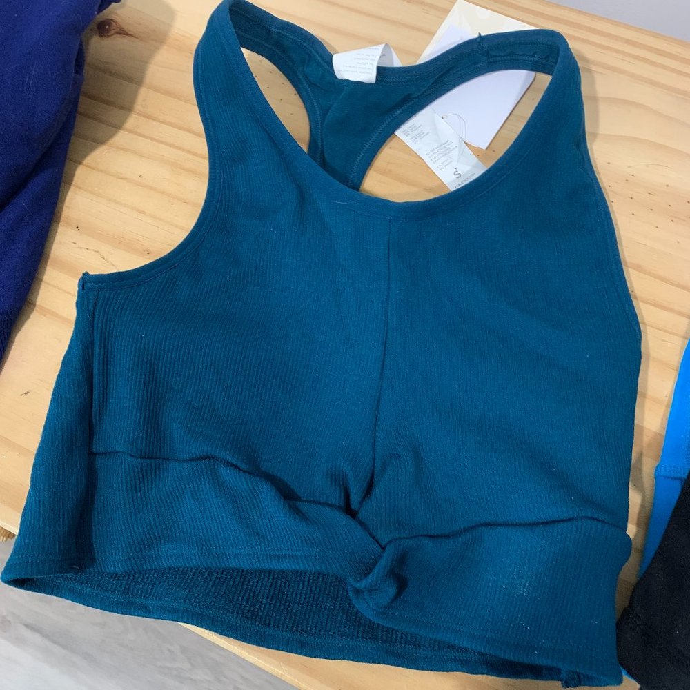 Turquoise Fabletics Kinsley Front Knot Seamless Bra